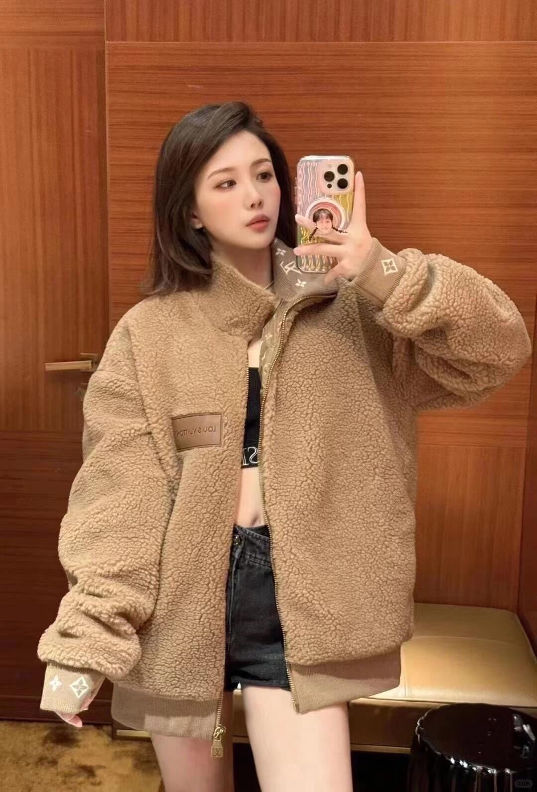 LV Monogram Trim Fleece Blouson – High-Pile Sherpa Teddy Jacket