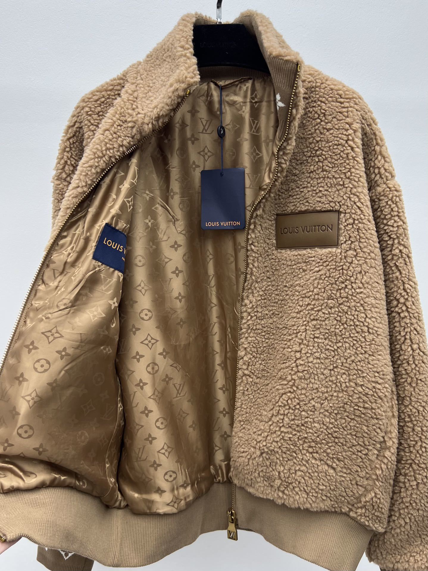 LV Monogram Trim Fleece Blouson – High-Pile Sherpa Teddy Jacket