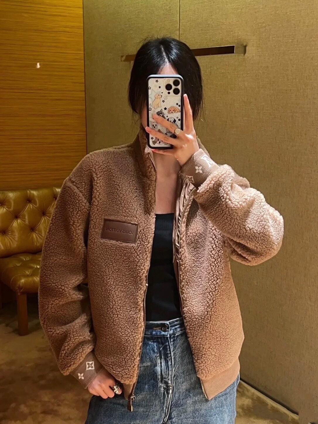LV Monogram Trim Fleece Blouson – High-Pile Sherpa Teddy Jacket