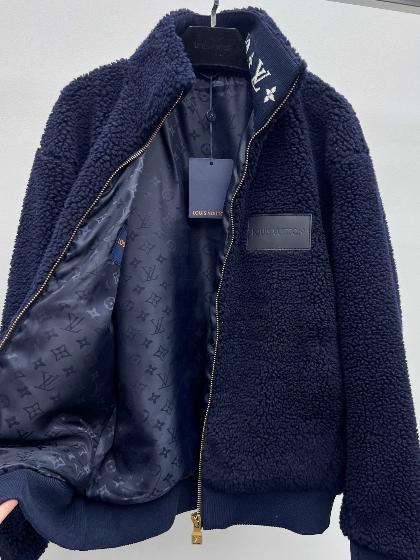 LV Monogram Trim Fleece Blouson – High-Pile Sherpa Teddy Jacket