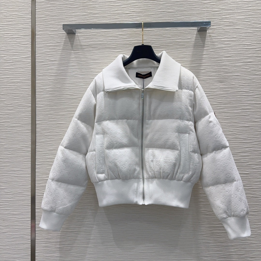 Monogram Quilted Puffer Jacket – Blanc White Down Bomber