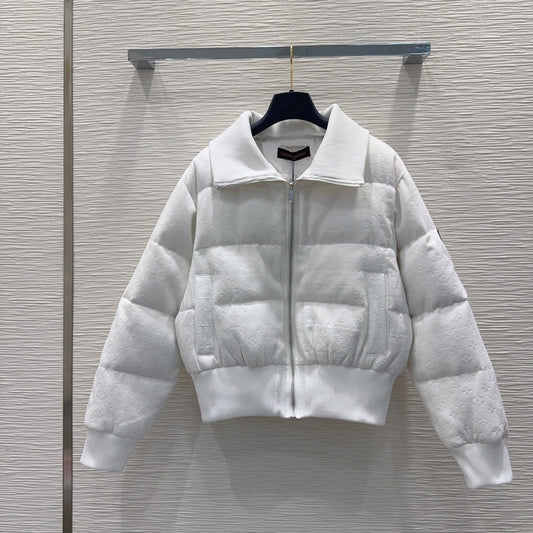 Monogram Quilted Puffer Jacket – Blanc White Down Bomber