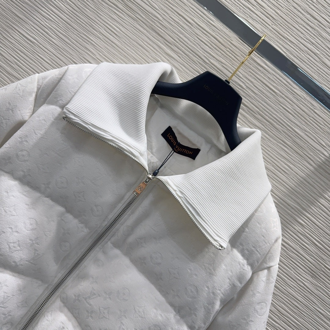 Monogram Quilted Puffer Jacket – Blanc White Down Bomber