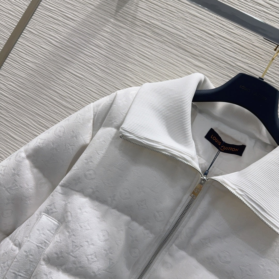Monogram Quilted Puffer Jacket – Blanc White Down Bomber