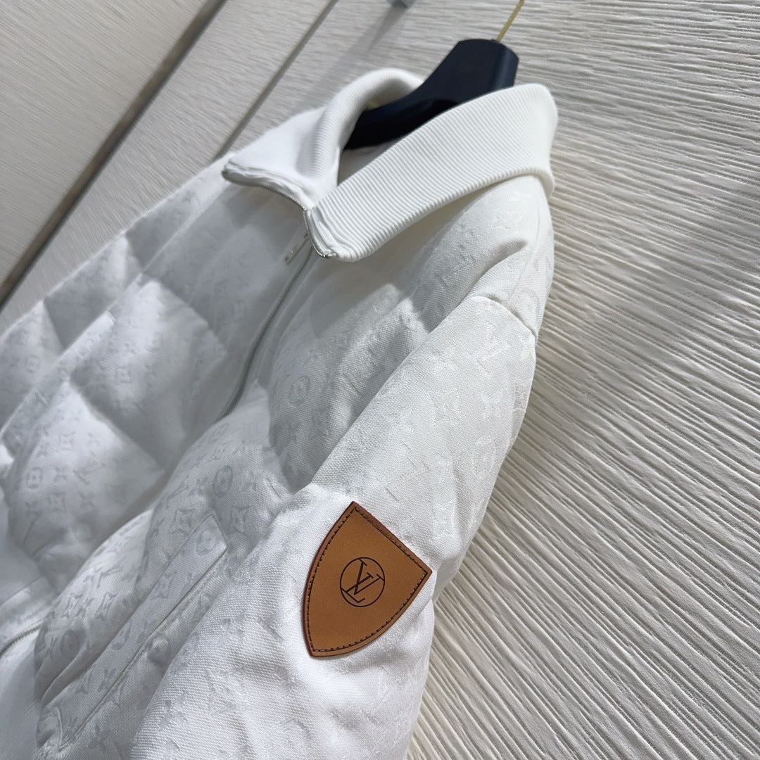 Monogram Quilted Puffer Jacket – Blanc White Down Bomber