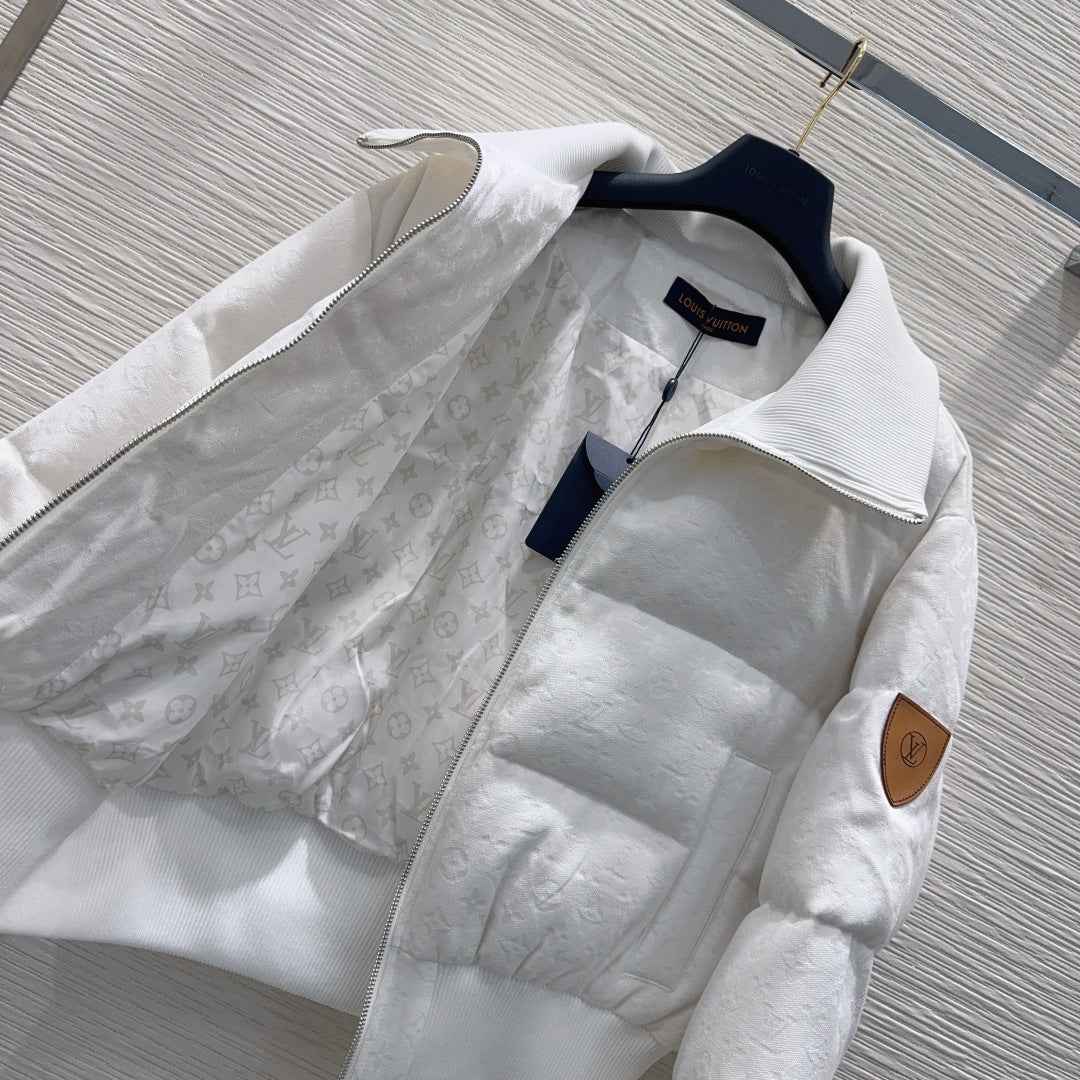 Monogram Quilted Puffer Jacket – Blanc White Down Bomber