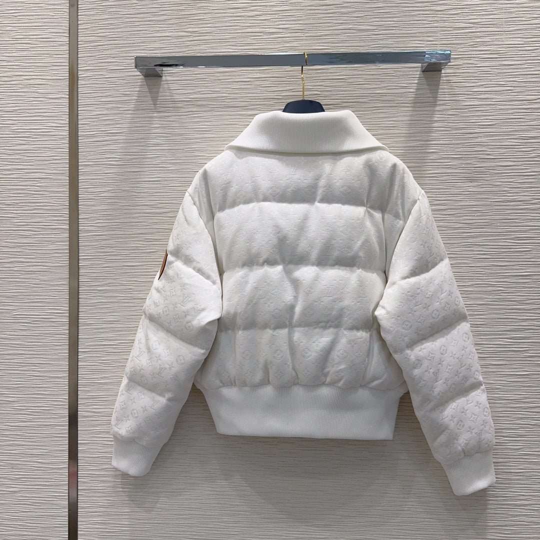 Monogram Quilted Puffer Jacket – Blanc White Down Bomber