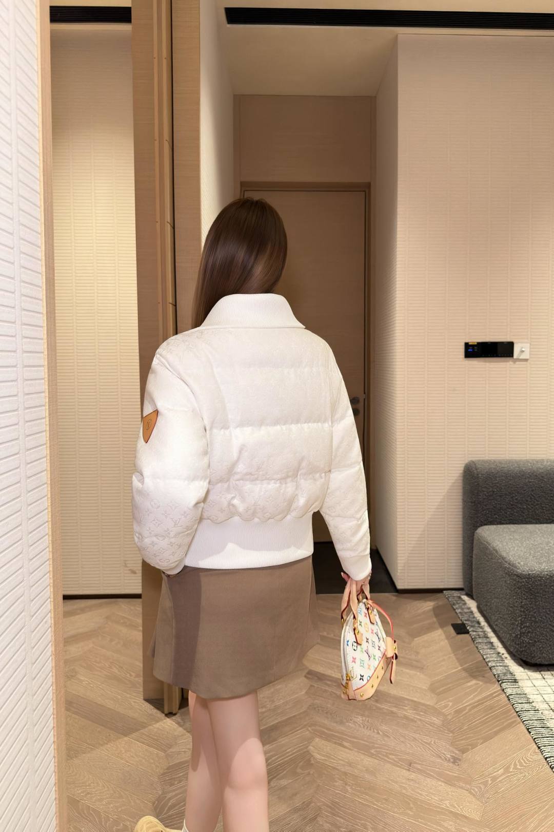Monogram Quilted Puffer Jacket – Blanc White Down Bomber