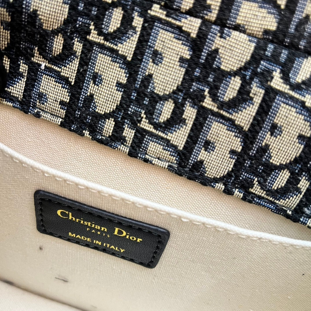 Montaigne Bag 25cm – Blue Oblique Jacquard with Antique Gold CD Clasp