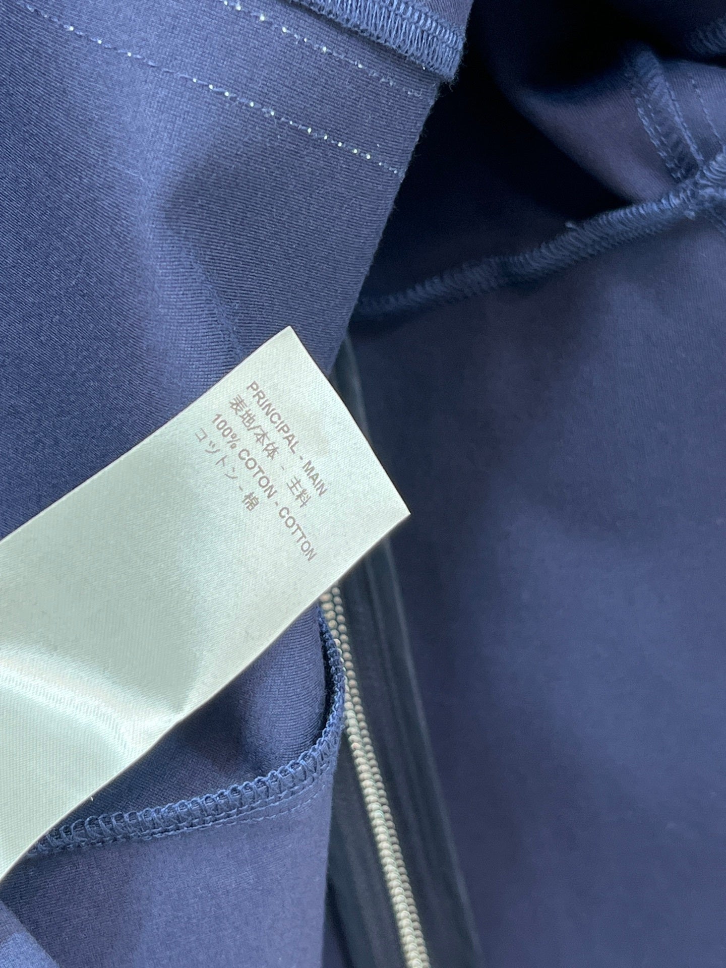 Topstitched LV Hoodie Dress – Navy Cotton-Cashmere Balloon Sleeve Flared Midi