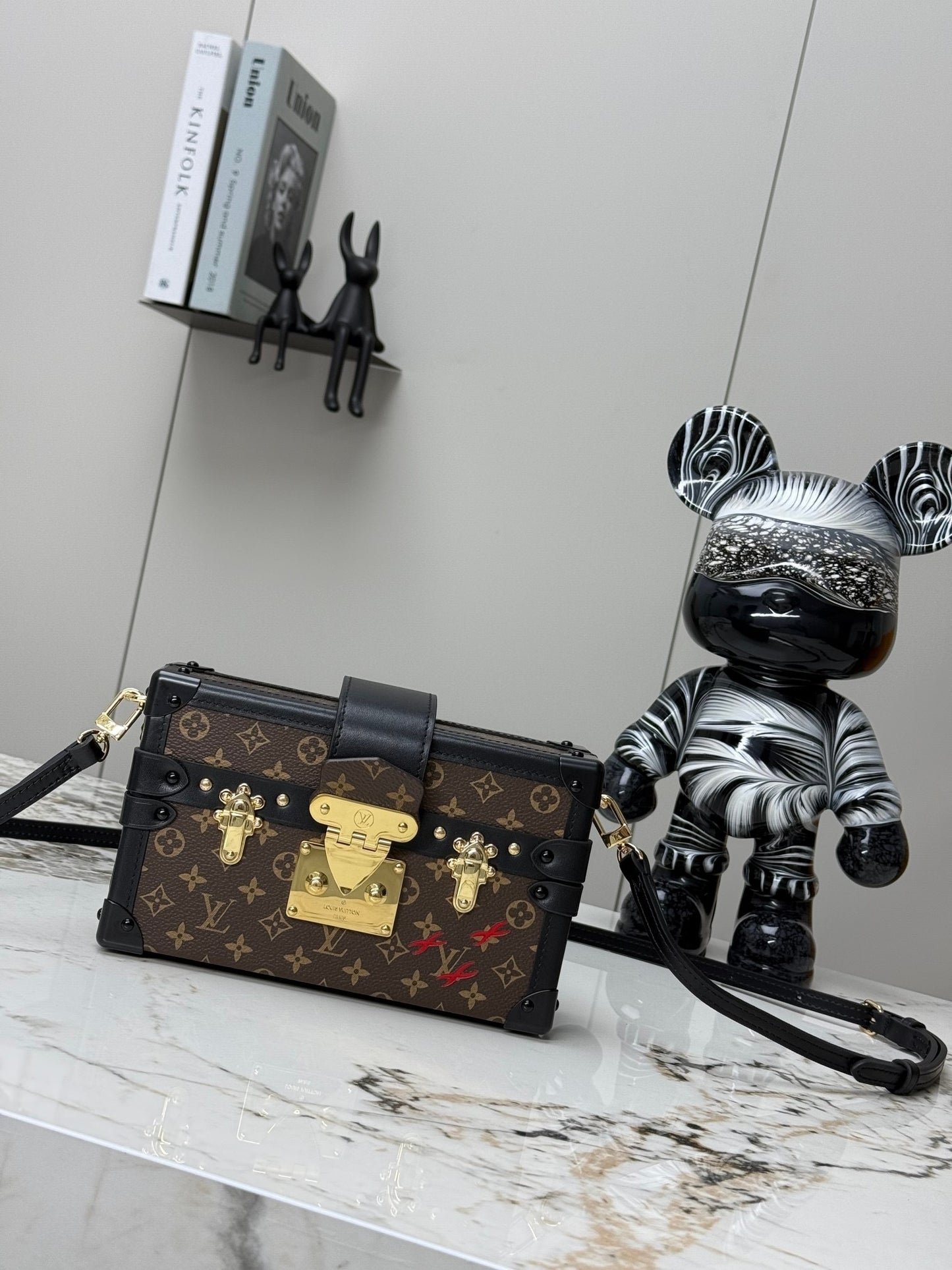 Petite Malle Monogram Canvas Trunk Bag with Gold-Tone Hardware