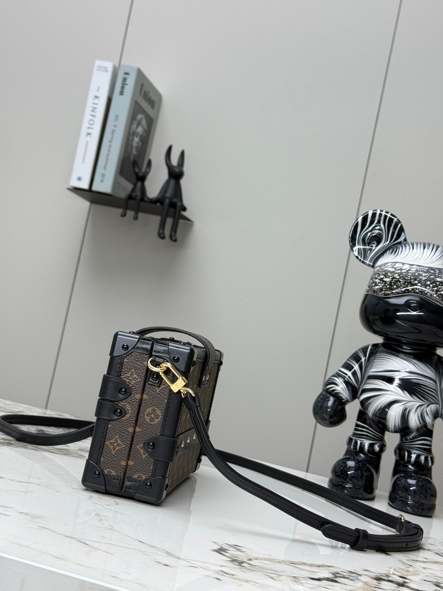 Petite Malle Monogram Canvas Trunk Bag with Gold-Tone Hardware