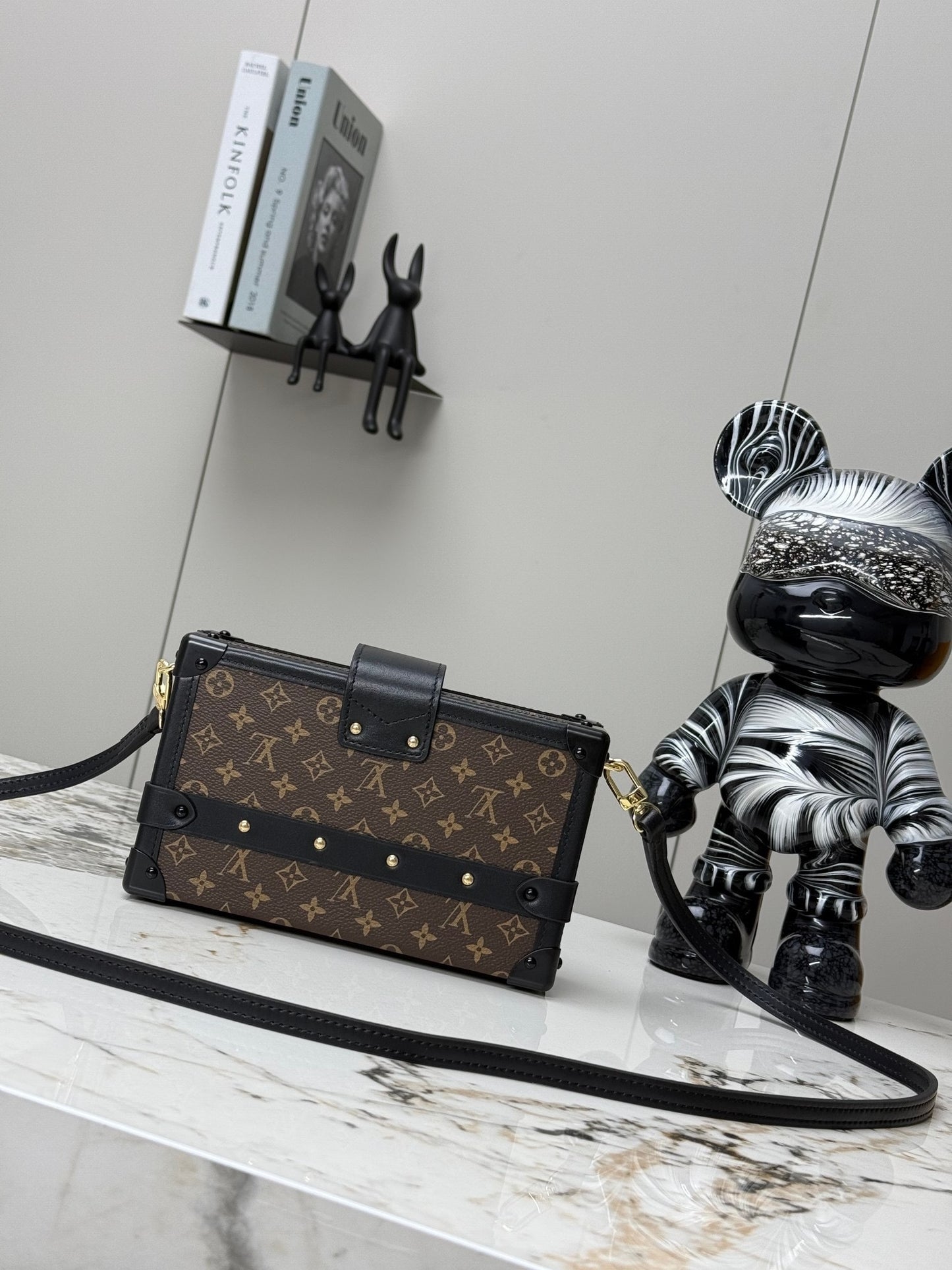 Petite Malle Monogram Canvas Trunk Bag with Gold-Tone Hardware