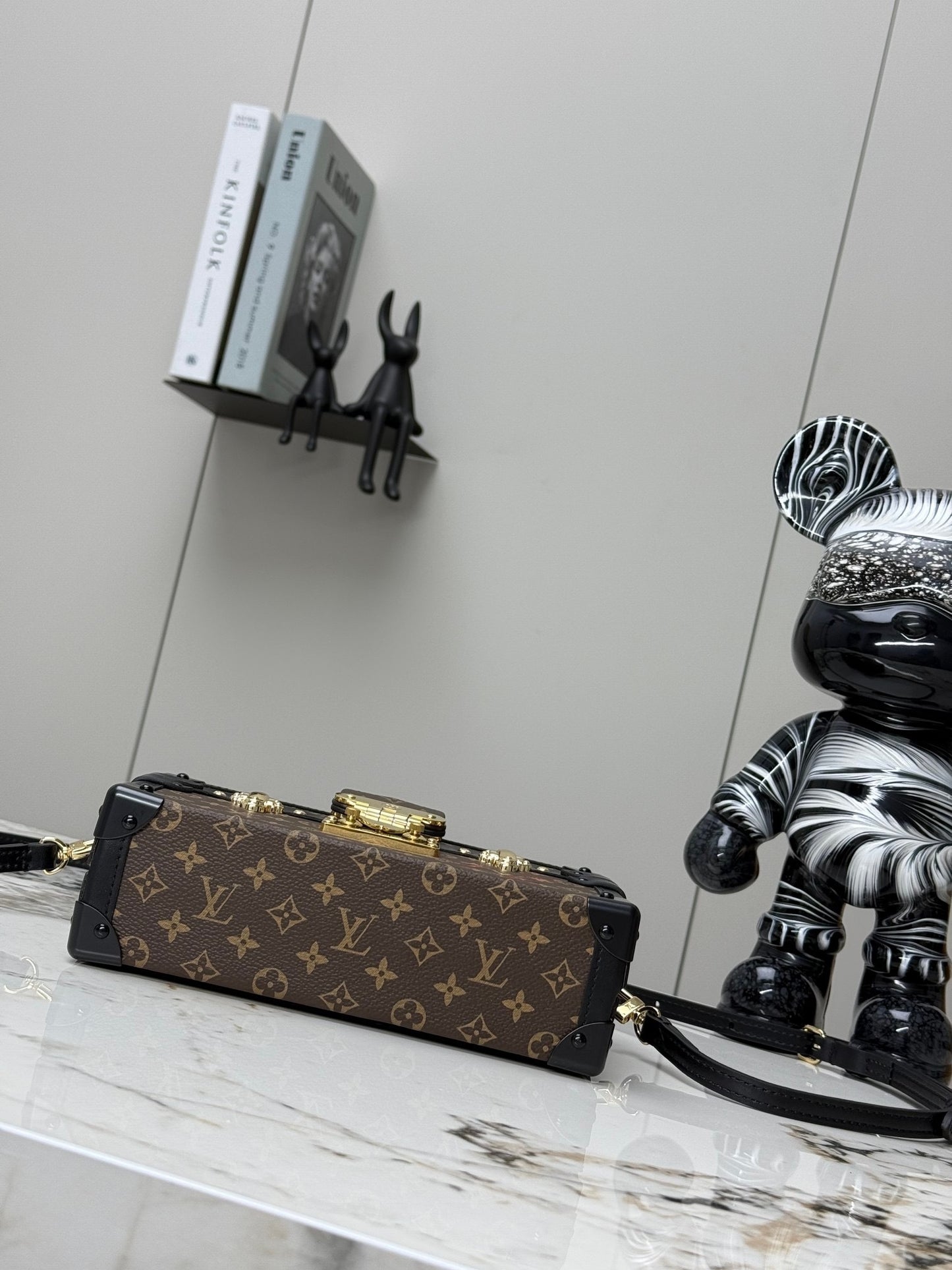 Petite Malle Monogram Canvas Trunk Bag with Gold-Tone Hardware