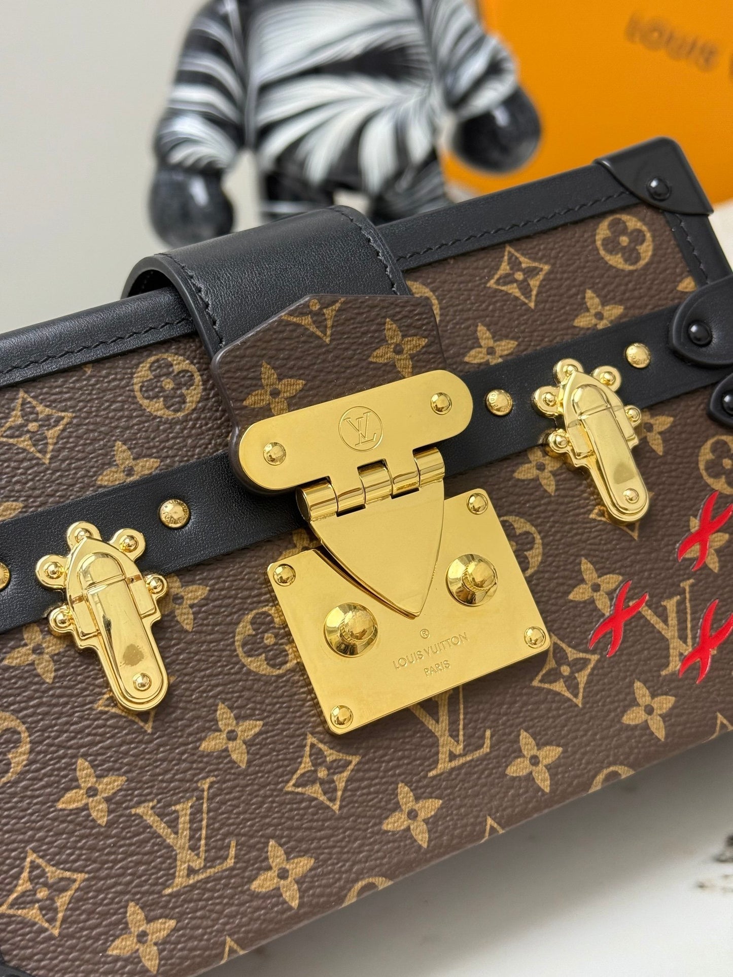 Petite Malle Monogram Canvas Trunk Bag with Gold-Tone Hardware
