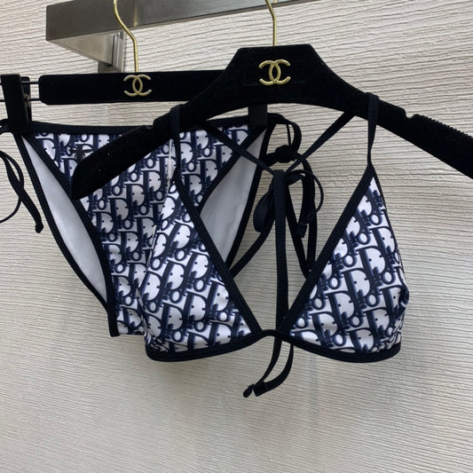 Dior Oblique Technical Bikini – Midnight Navy & White Archival Monogram String Two-Piece