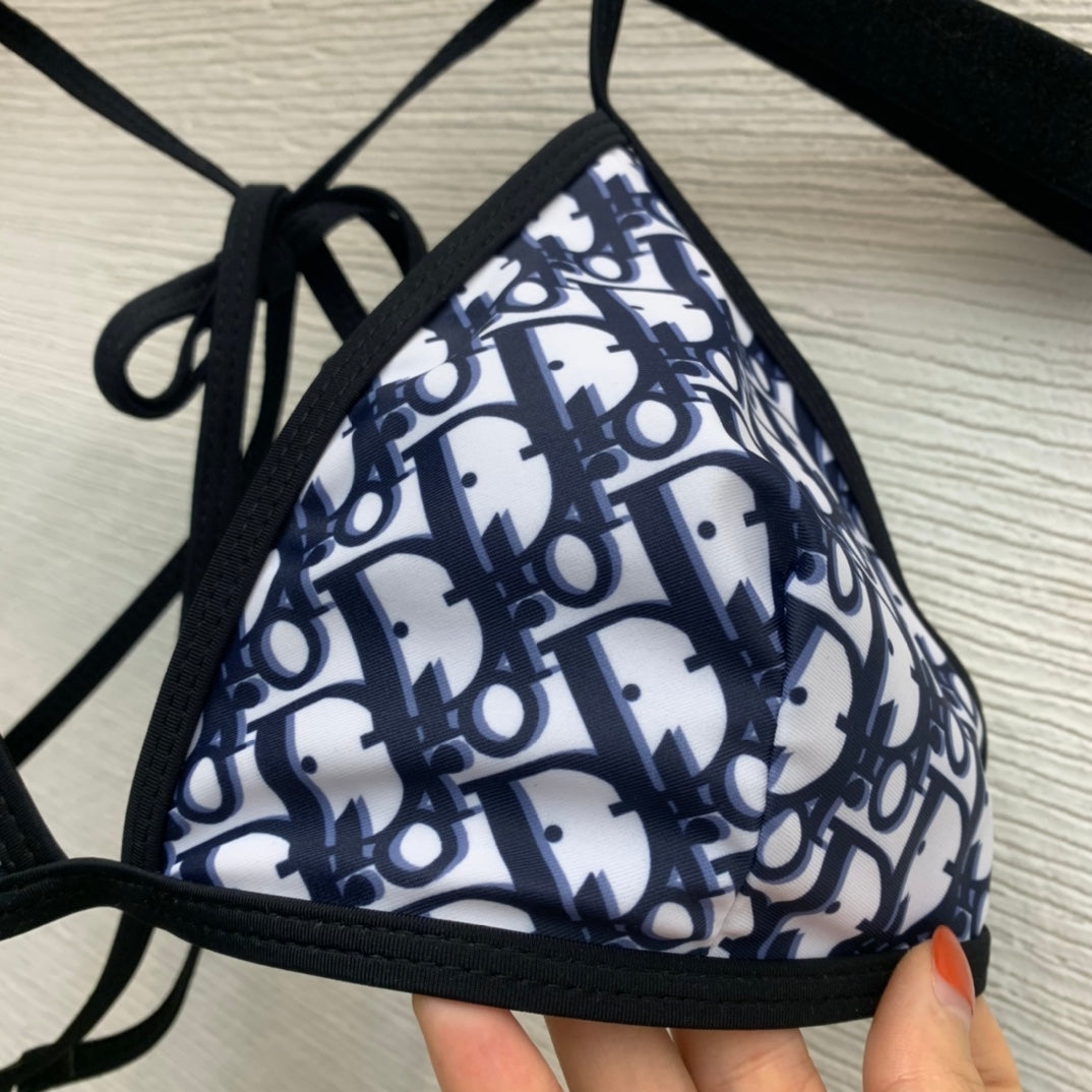 Dior Oblique Technical Bikini – Midnight Navy & White Archival Monogram String Two-Piece
