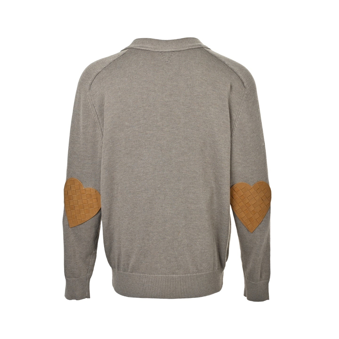 Intrecciato Leather-Trimmed Cashmere Cardigan – Woven Elbow Patch Knit