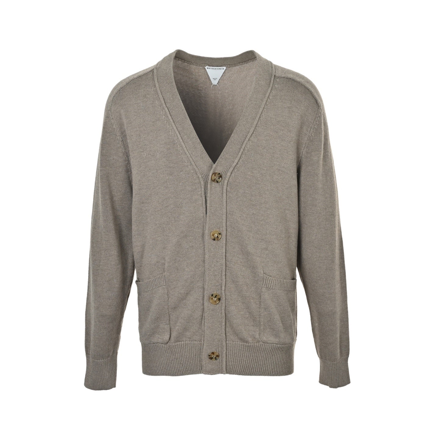 Intrecciato Leather-Trimmed Cashmere Cardigan – Woven Elbow Patch Knit
