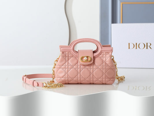 Jolie Top Handle Mini Bag – Cannage Lambskin with Pearl-Embellished CD Clasp