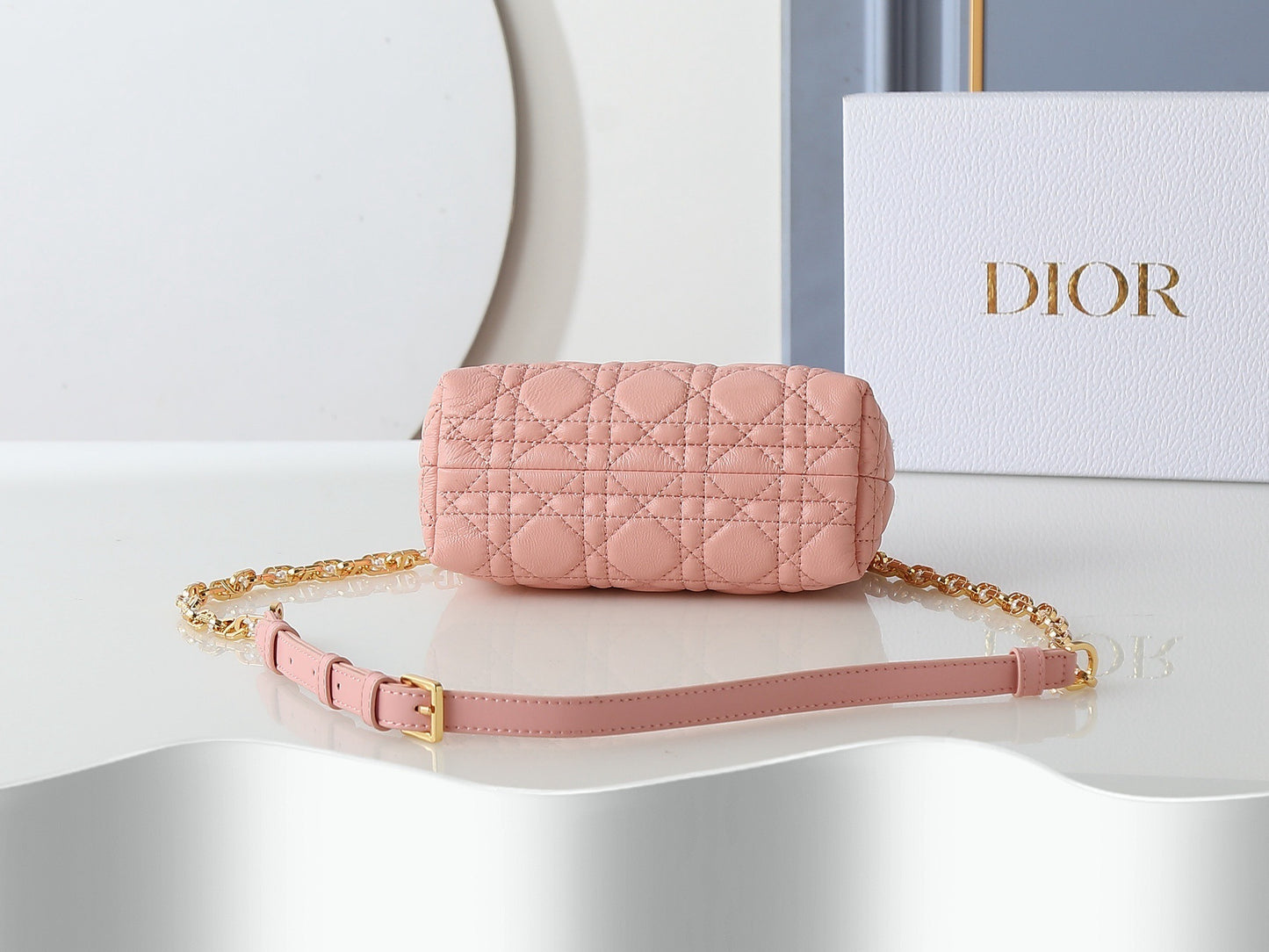 Jolie Top Handle Mini Bag – Cannage Lambskin with Pearl-Embellished CD Clasp