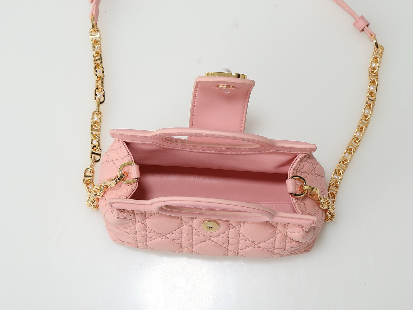 Jolie Top Handle Mini Bag – Cannage Lambskin with Pearl-Embellished CD Clasp