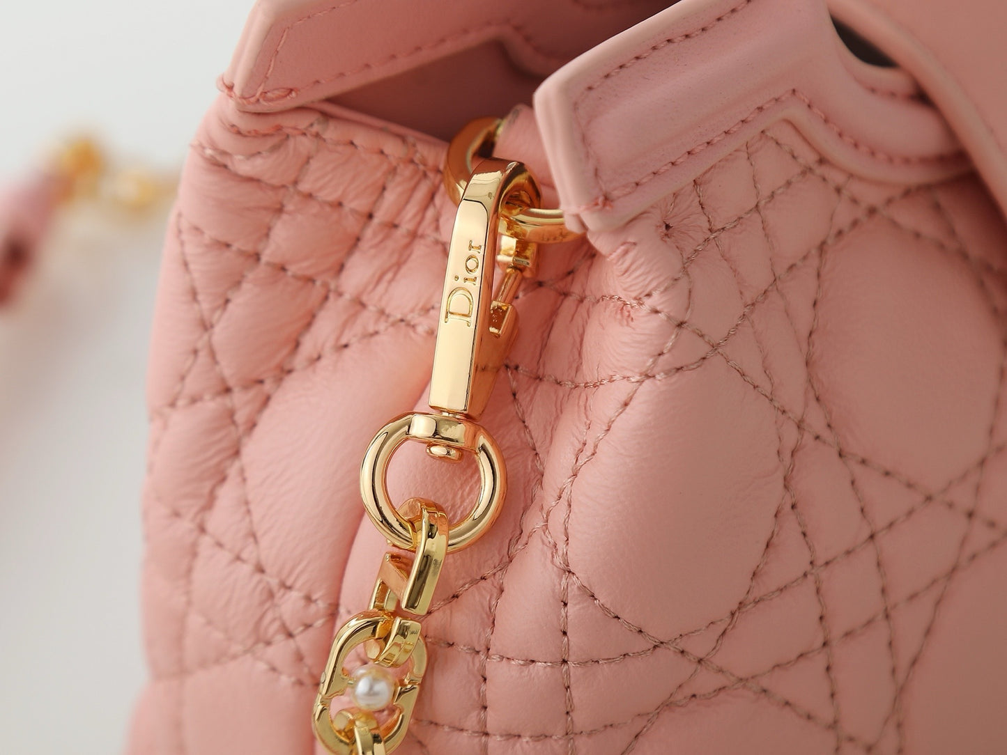 Jolie Top Handle Mini Bag – Cannage Lambskin with Pearl-Embellished CD Clasp