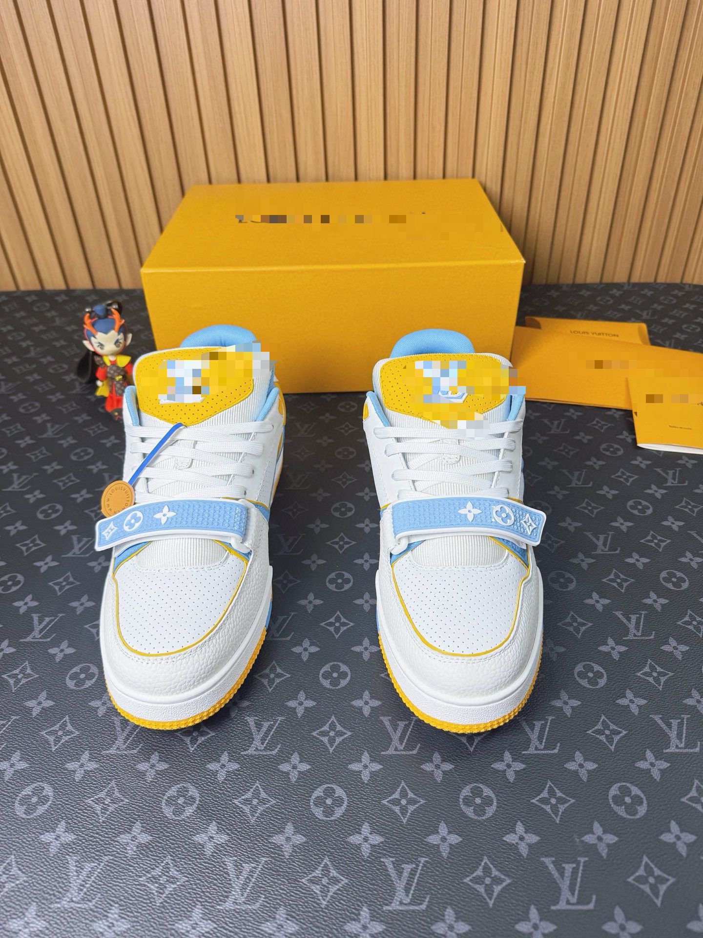 LV Trainer Sneaker – Blue & Yellow Perforated Calf Leather | Luxury Men’s Streetwear