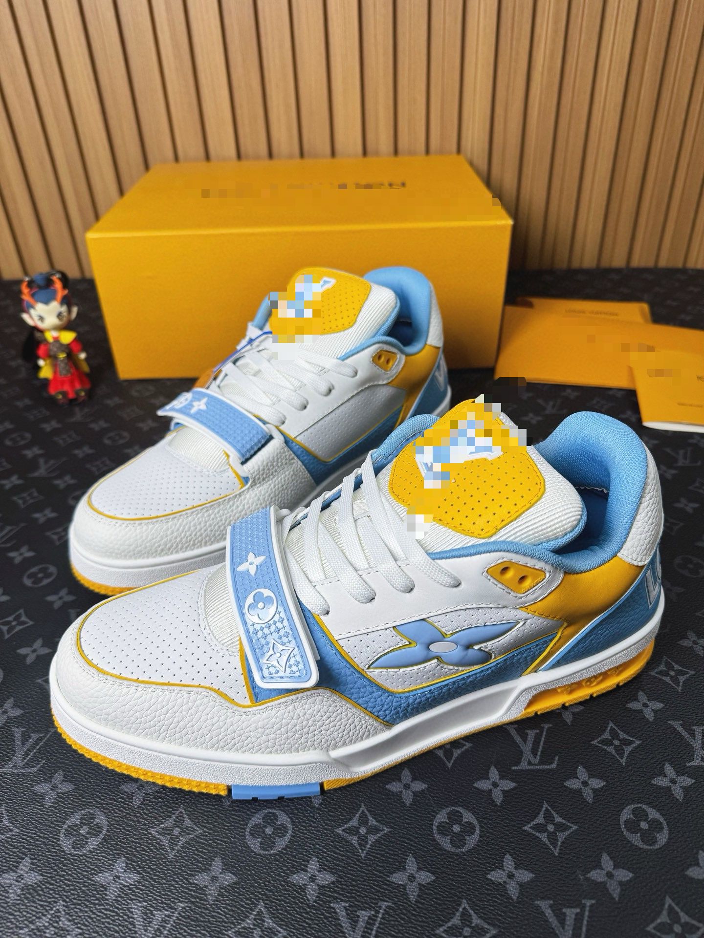 LV Trainer Sneaker – Blue & Yellow Perforated Calf Leather | Luxury Men’s Streetwear