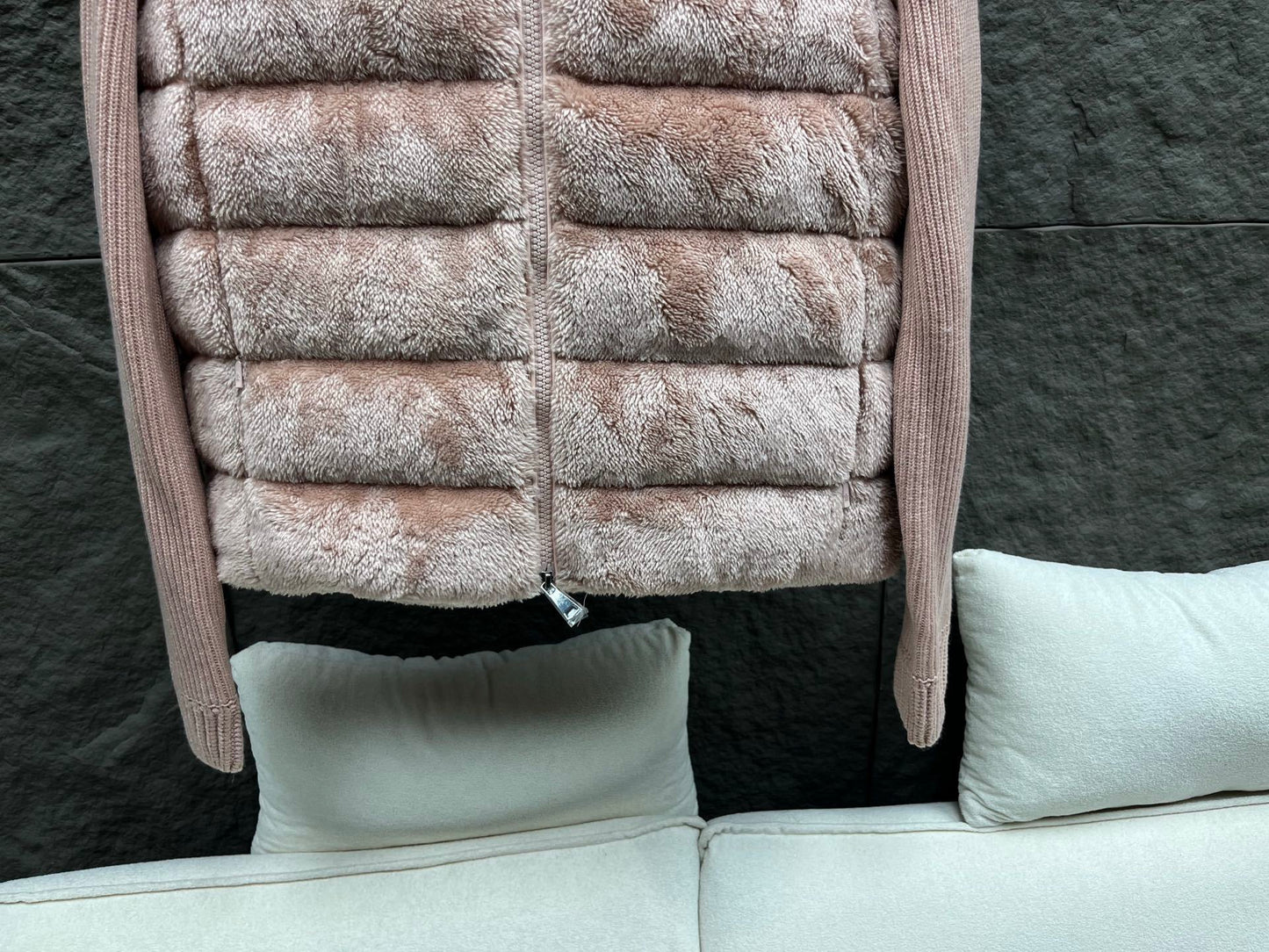 Pink Teddy Fleece & Knit Padded Cardigan