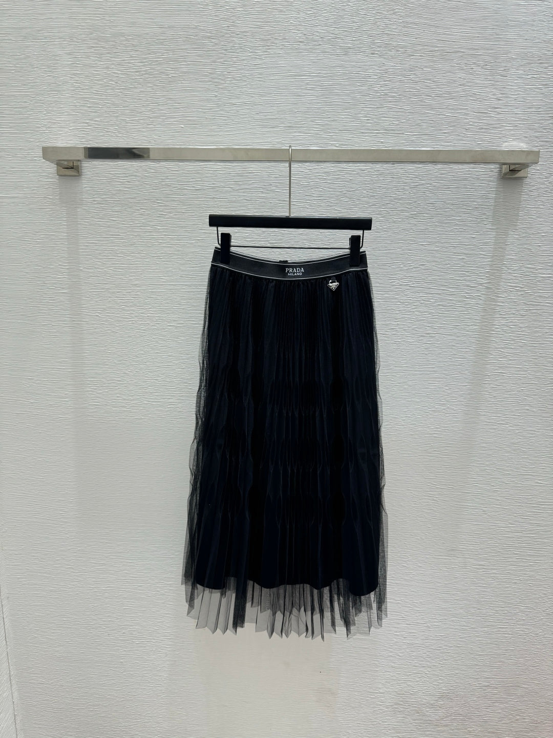 Pleated Tulle Midi Skirt – Espresso-Brown Multi-Layered Accordion Pleat Mesh Skirt