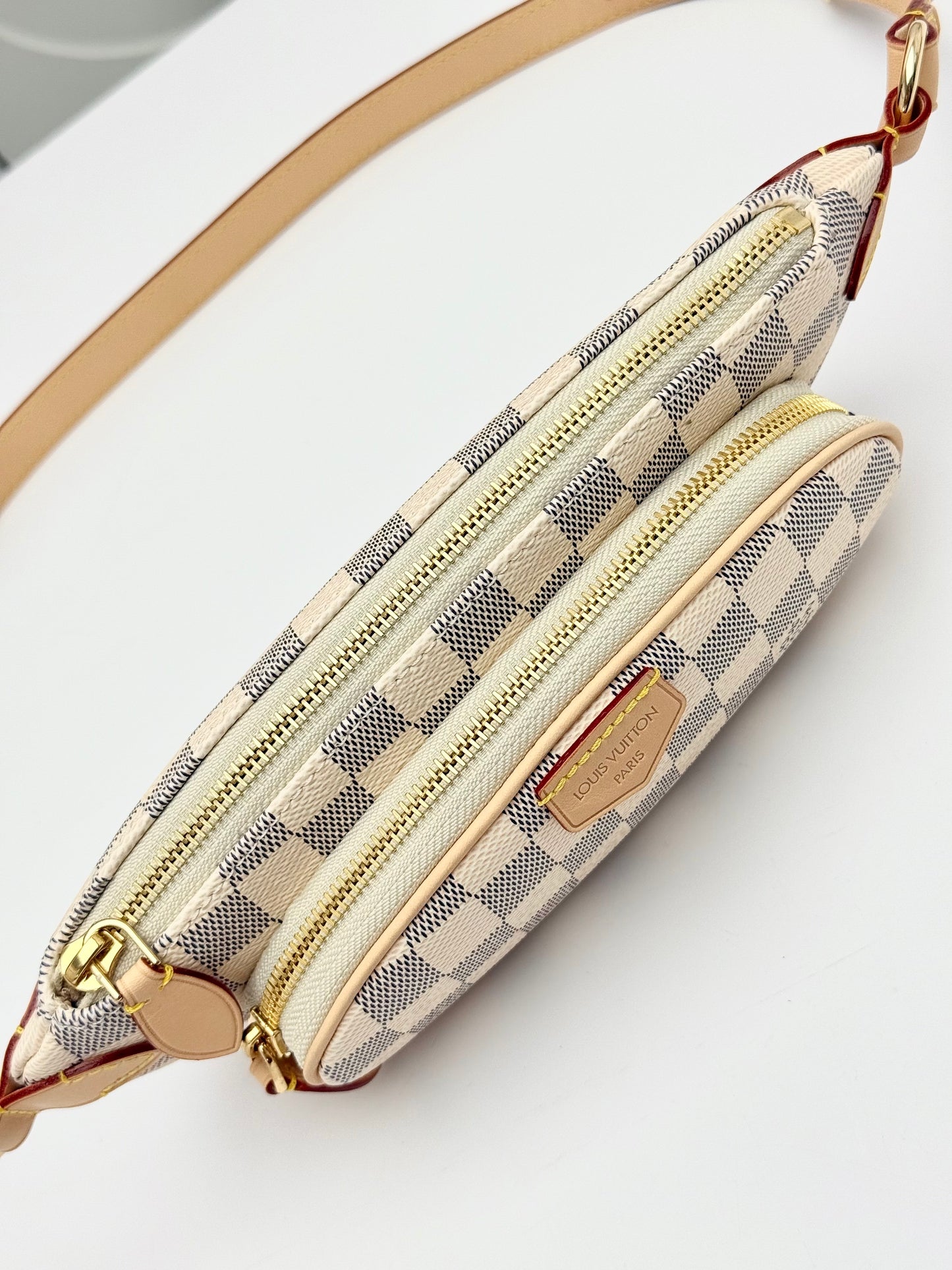 LV Keepit Bumbag – Damier Azur White and Blue Checkerboard Coated Canvas Crossbody Belt Bag