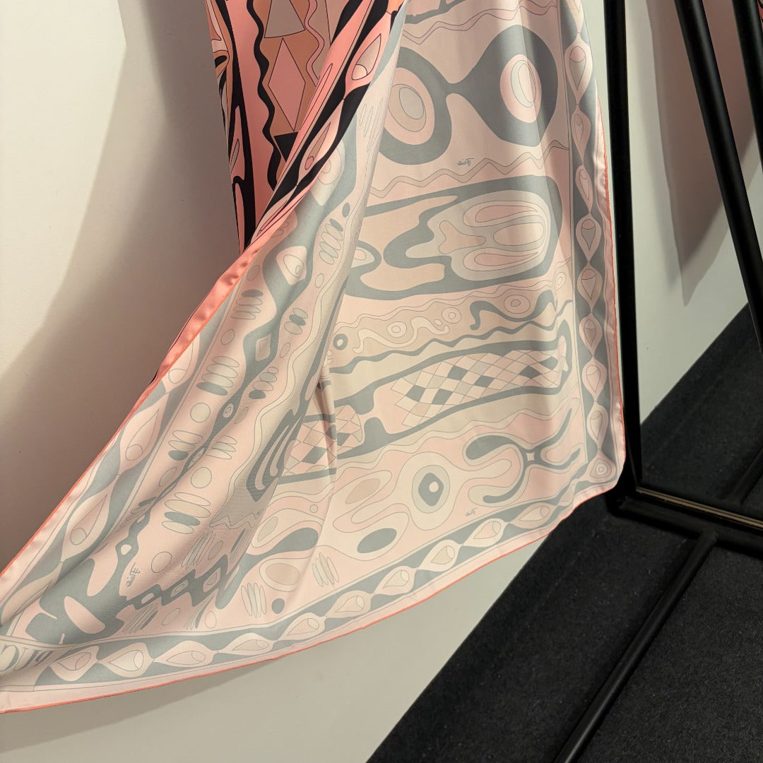 Pucci Iride-Print 3-Piece Archive Set – Asymmetrical Powder Rose Bikini and Silk Twill Sarong