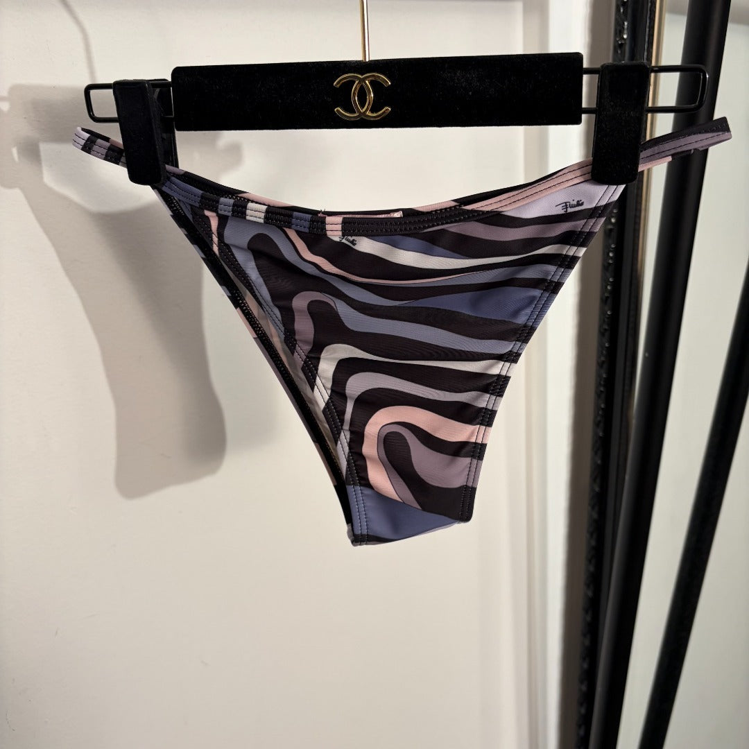Marmo-Print 3-Piece Archive Set – One-Shoulder Bikini & Technical Silk Sarong