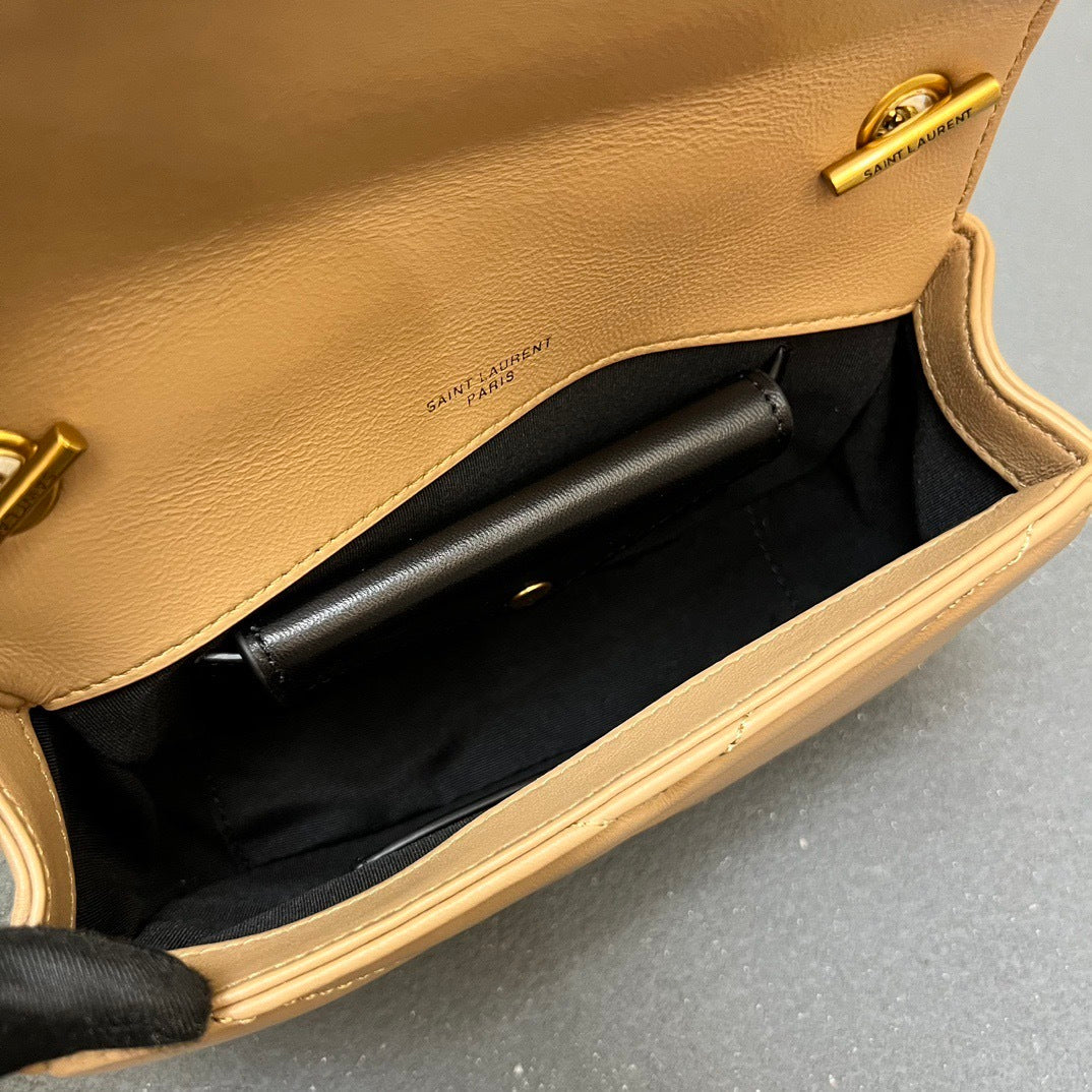 YSL Loulou Mini – Chevron-Quilted Lambskin with Gold YSL Hardware