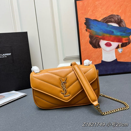 YSL Loulou Mini – Chevron-Quilted Lambskin with Gold YSL Hardware