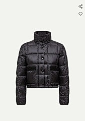 Glossy Black Quilted Puffer Jacket for Women