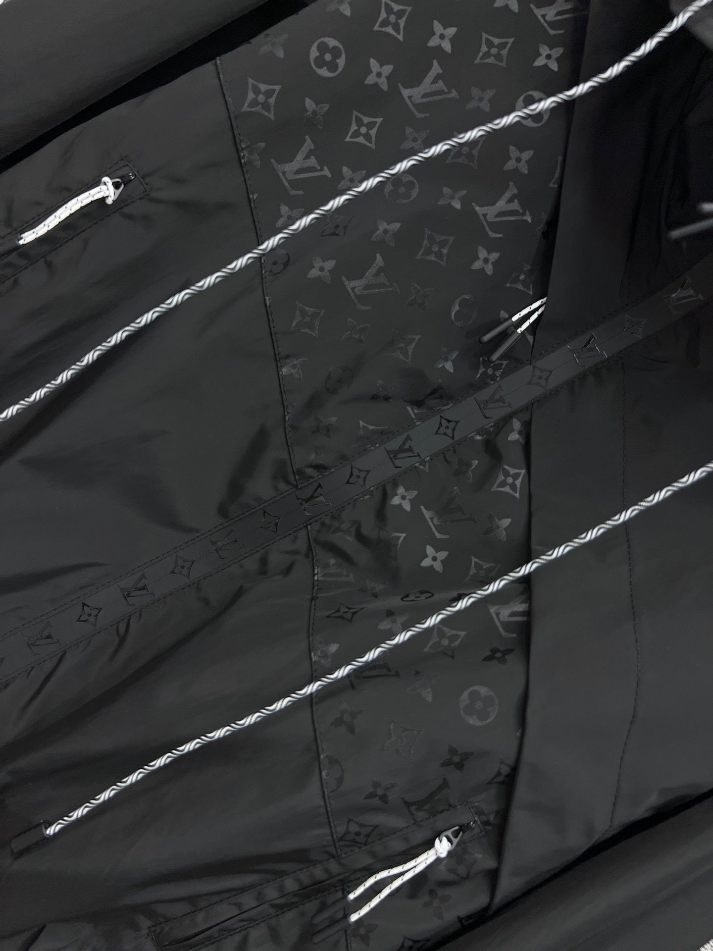 Cropped LV Monogram Windbreaker – Reflective Black Jacquard Technical Jacket
