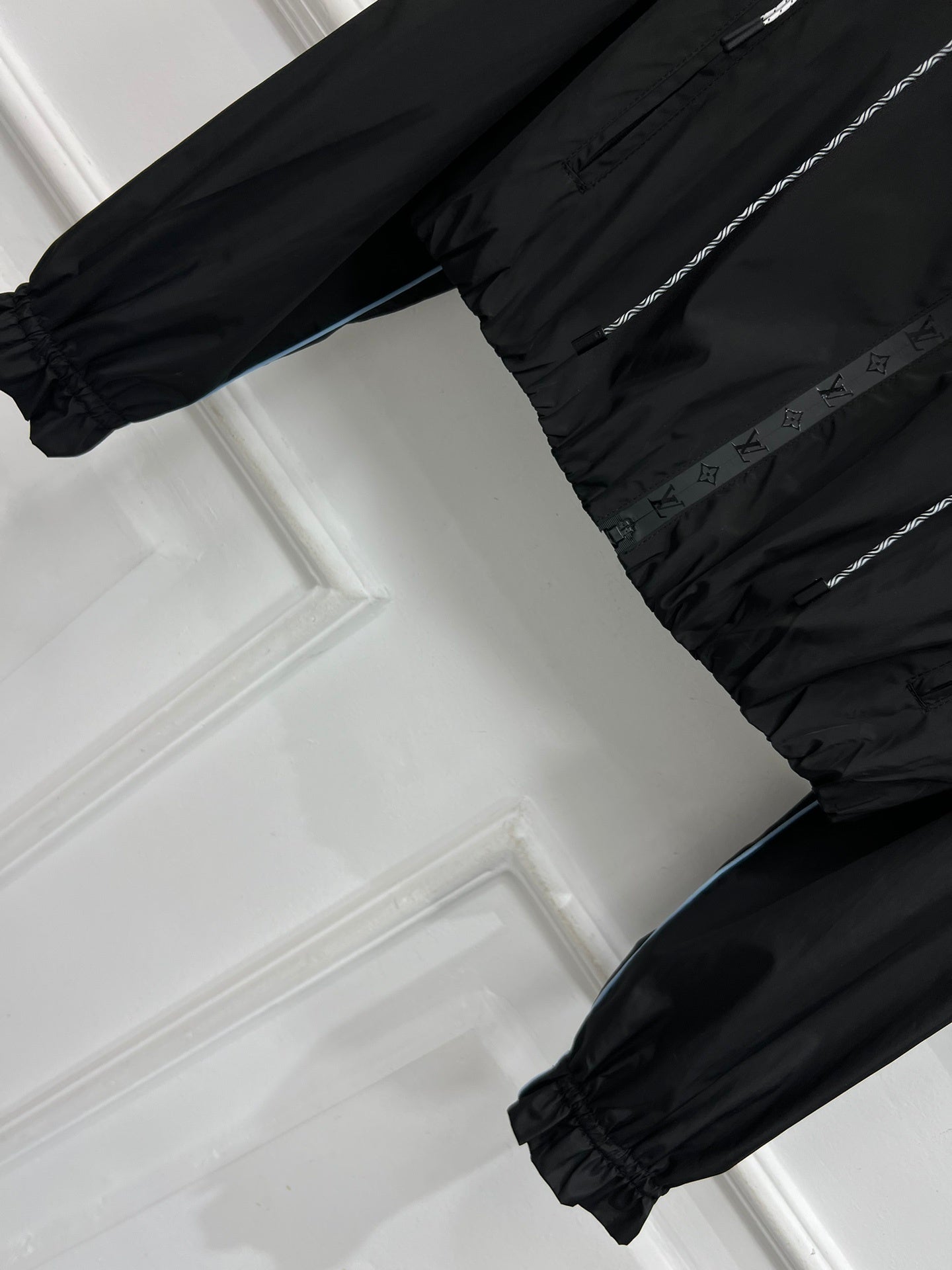 Cropped LV Monogram Windbreaker – Reflective Black Jacquard Technical Jacket