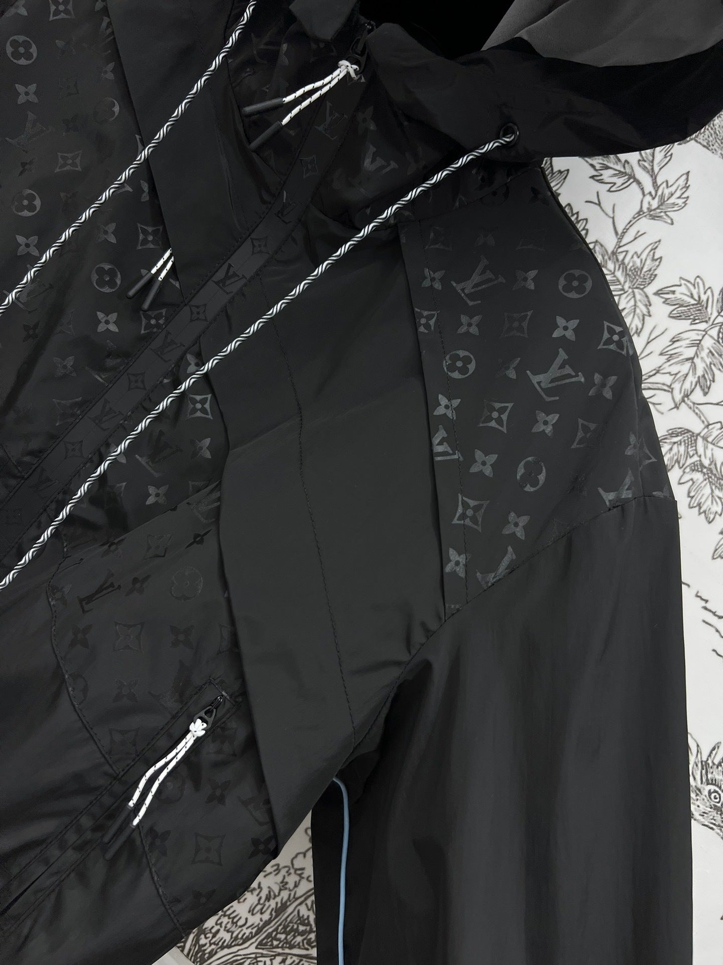 Cropped LV Monogram Windbreaker – Reflective Black Jacquard Technical Jacket
