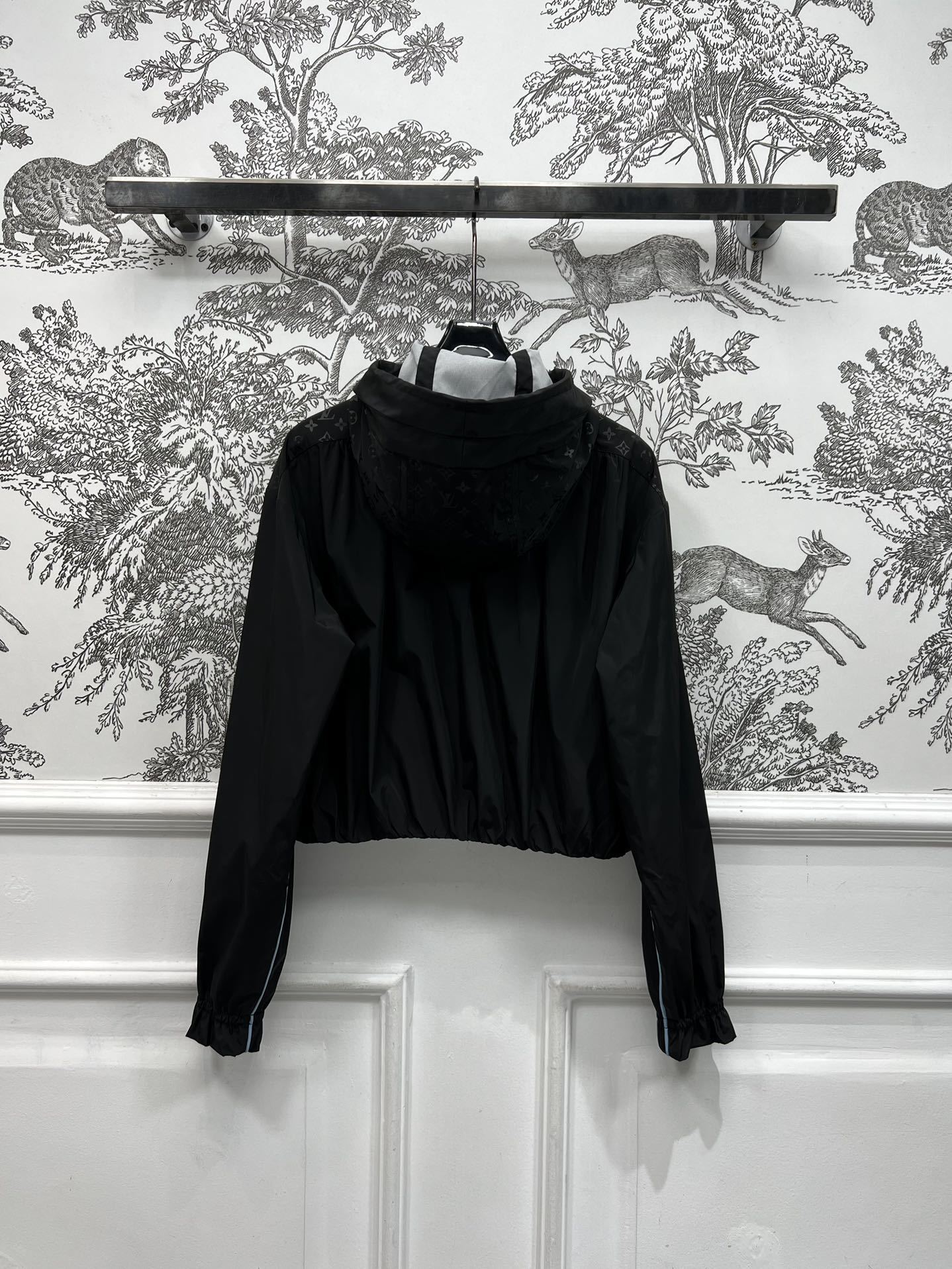 Cropped LV Monogram Windbreaker – Reflective Black Jacquard Technical Jacket