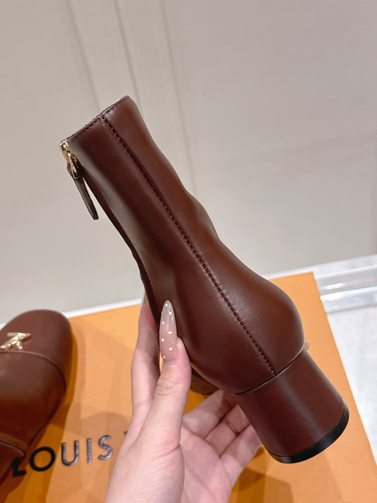 LV Berlin Ankle Boot – Chocolate Brown "Second-Skin" Calfskin