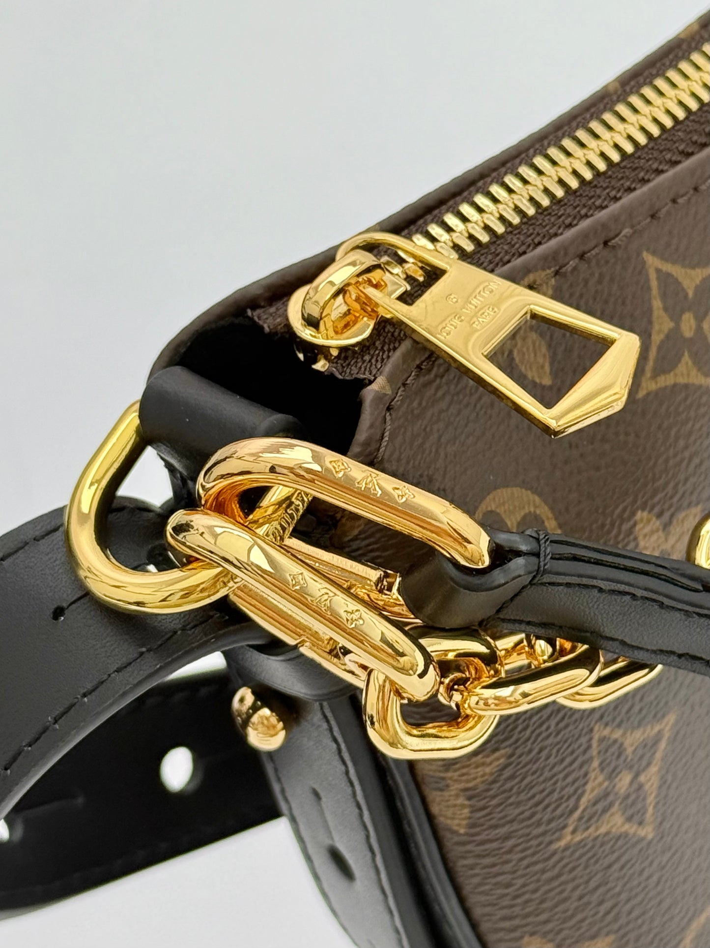 LV Loop Monogram Canvas Shoulder Bag – Compact Half-Moon Crescent Baguette