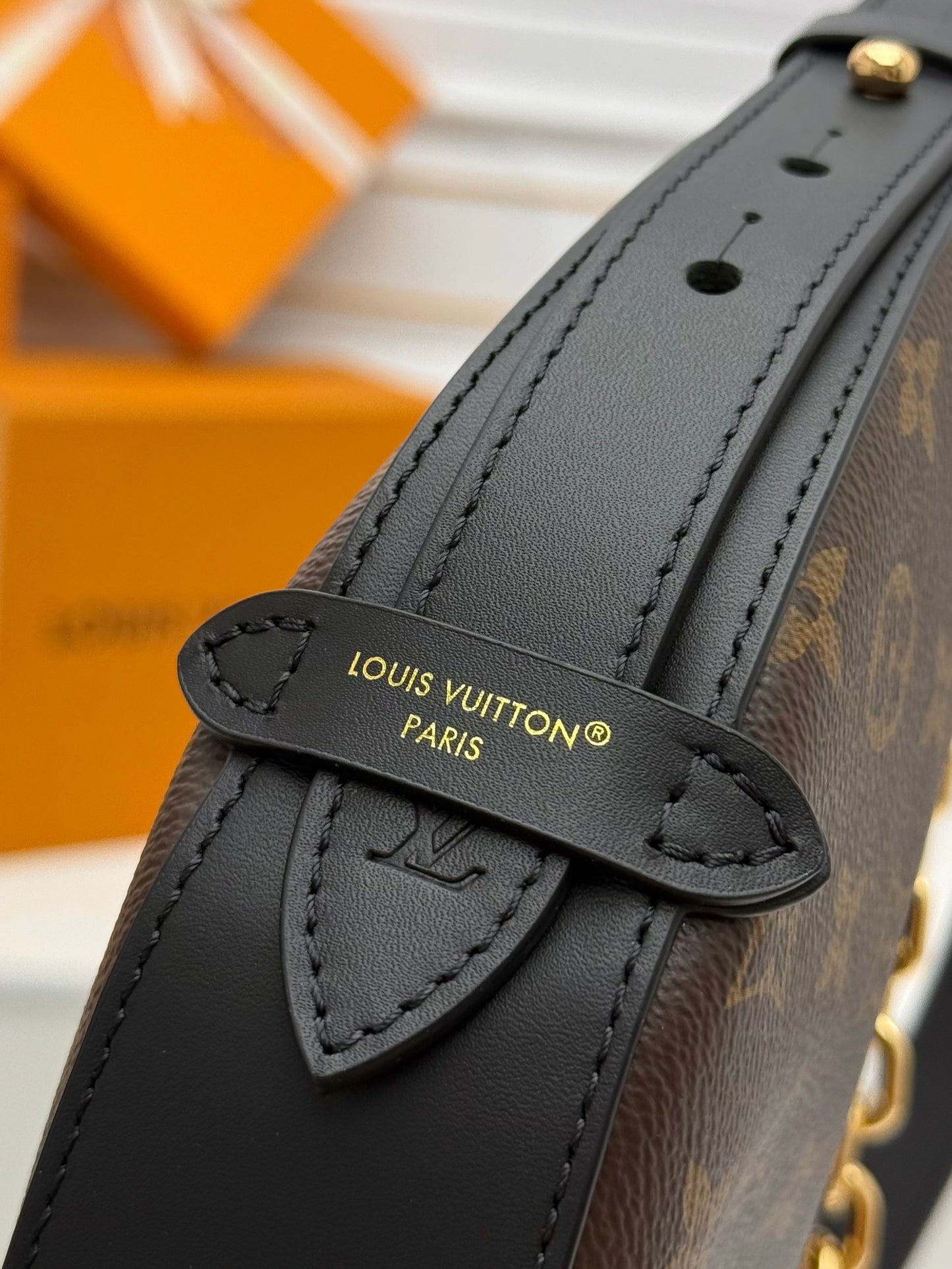 LV Loop Monogram Canvas Shoulder Bag – Compact Half-Moon Crescent Baguette