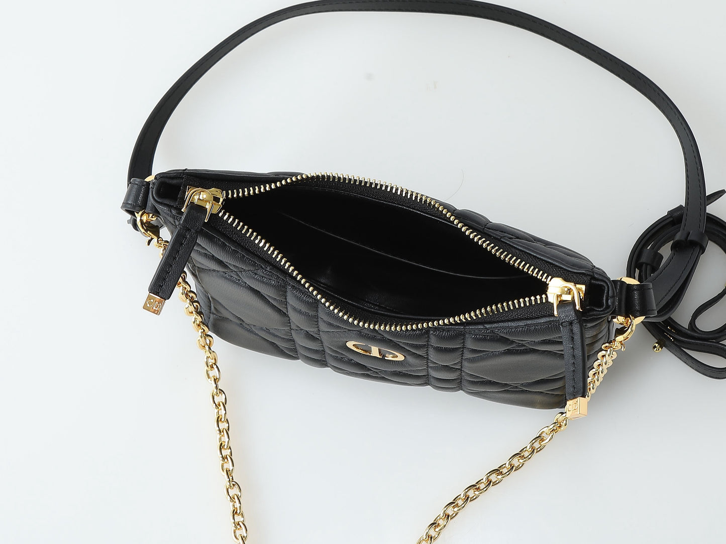 Caro Small Hobo Bag – Black Quilted Carnages Lambskin with Gold CD Hardware
