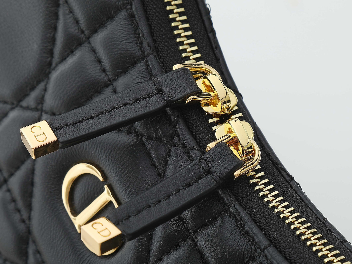 Caro Small Hobo Bag – Black Quilted Carnages Lambskin with Gold CD Hardware