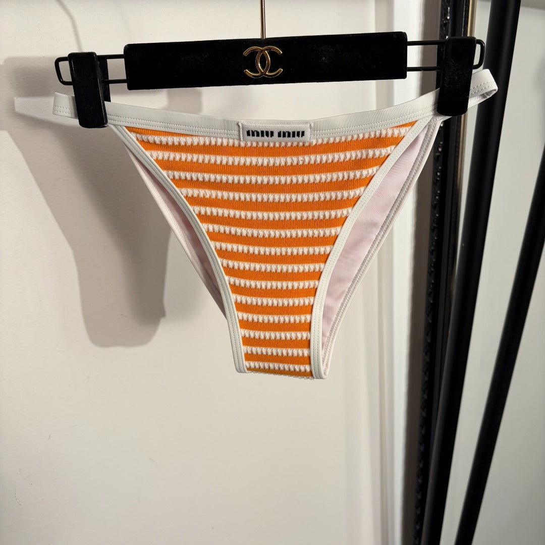 Striped Terrycloth Bikini – Tangerine Orange & Optic White Tactile Toweling Knit