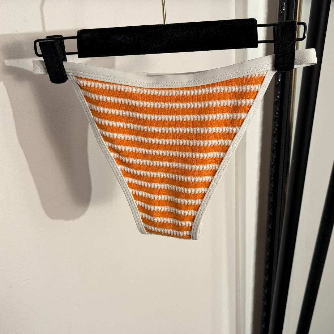 Striped Terrycloth Bikini – Tangerine Orange & Optic White Tactile Toweling Knit