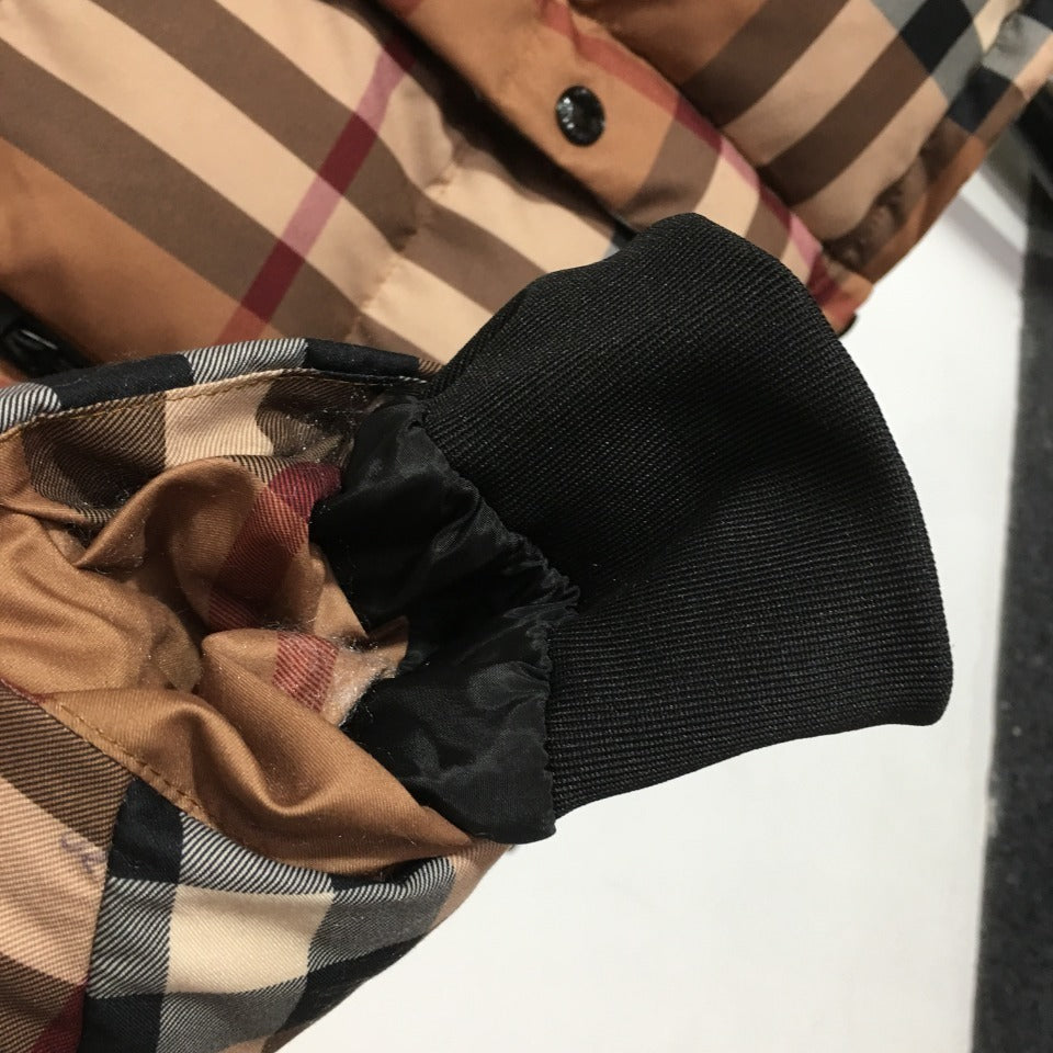 Burberry Detachable Sleeve Check Dark Birch Brown Puffer Jacket