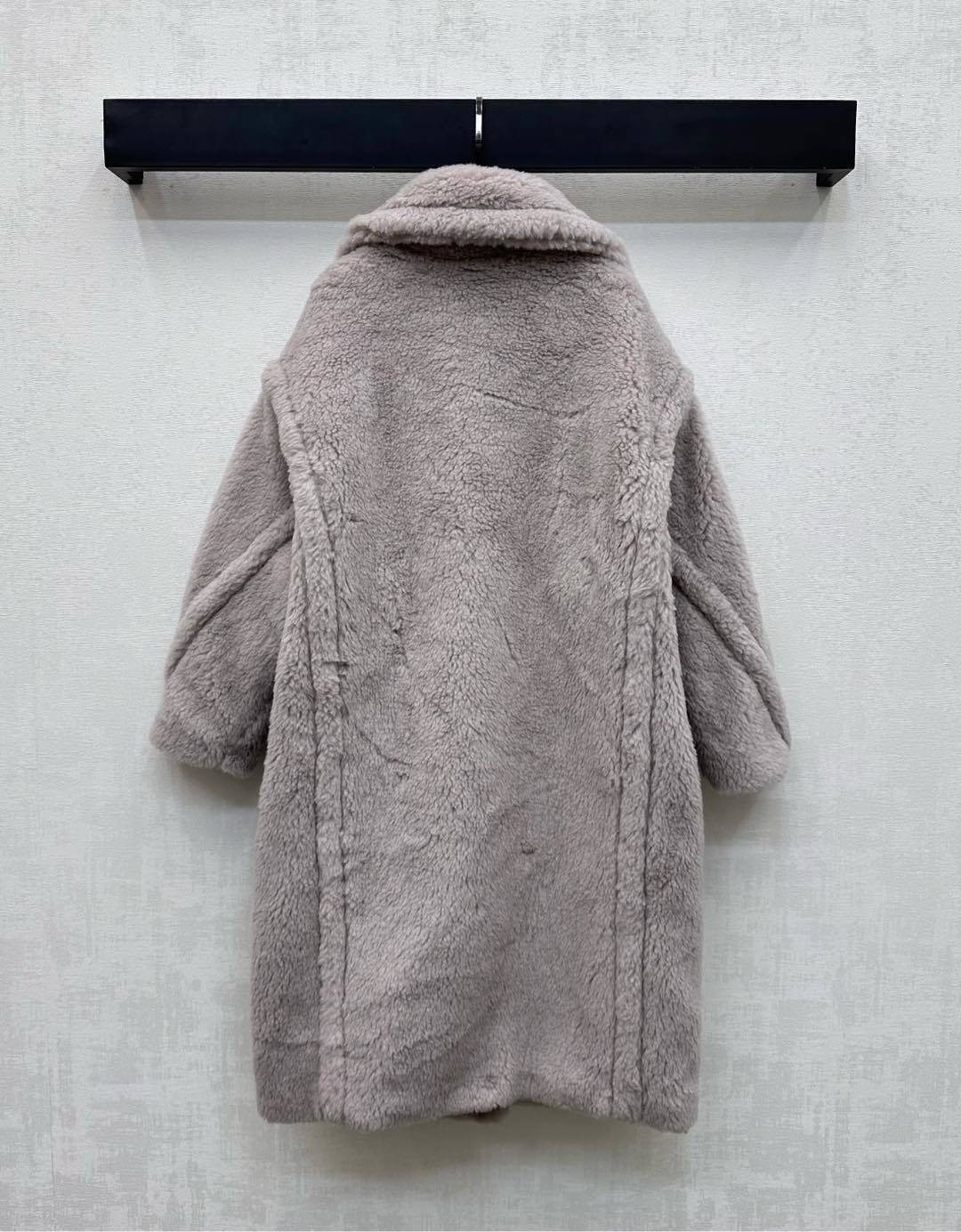 Teddy Bear Icon Coat – Double-Breasted Plush Alpaca, and Silk Blend Cocoon Overcoat
